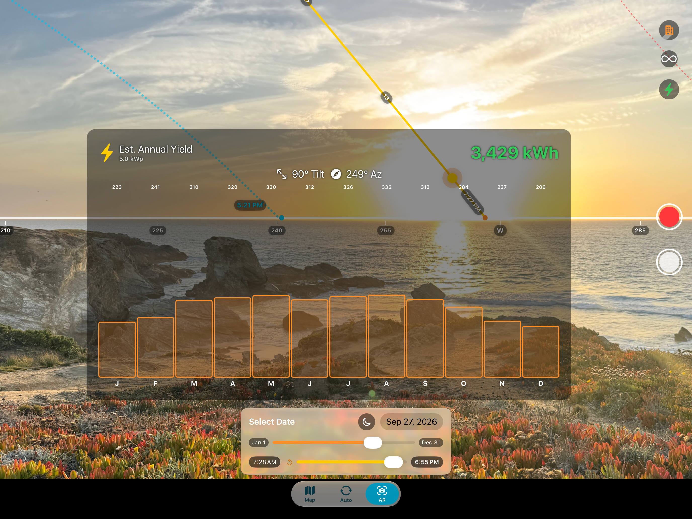 Live yield in the camera view